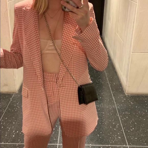 zara pink gingham suit